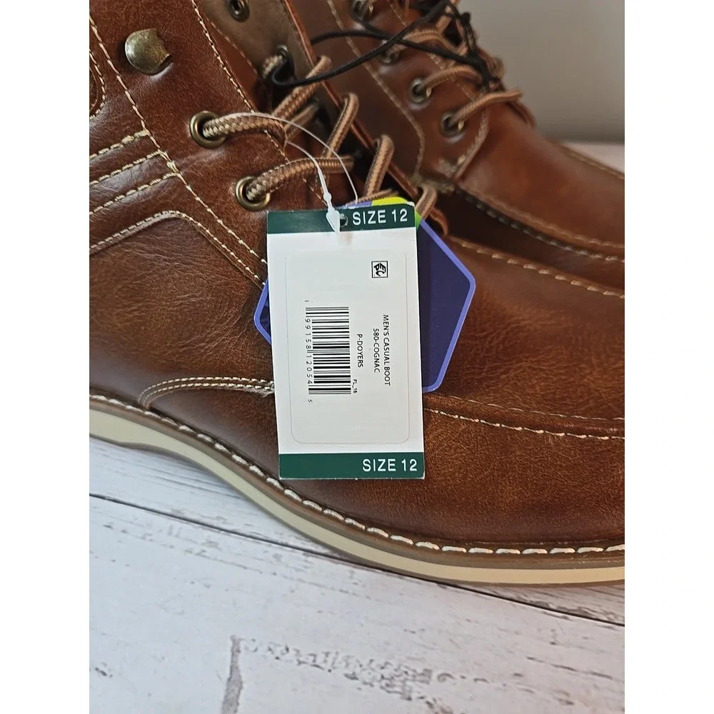 Steve Madden Mens Size 12 Casual High‎ Top Boot Ortholite - Cognac Zipper